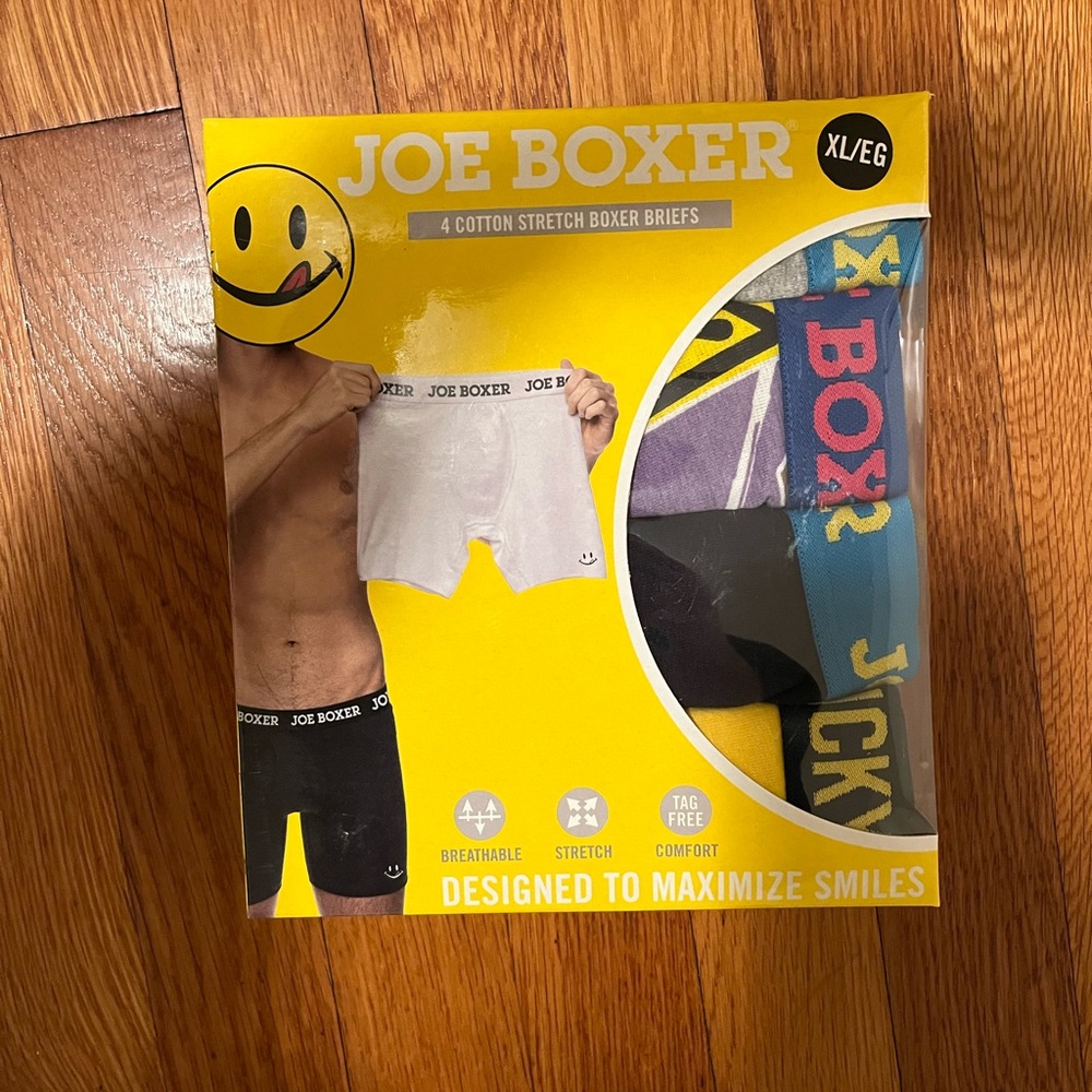 Joe Boxer 4 pk Cotton Stretch Boxer Briefs XL 40 - 42 Warning Contain Nut Theme